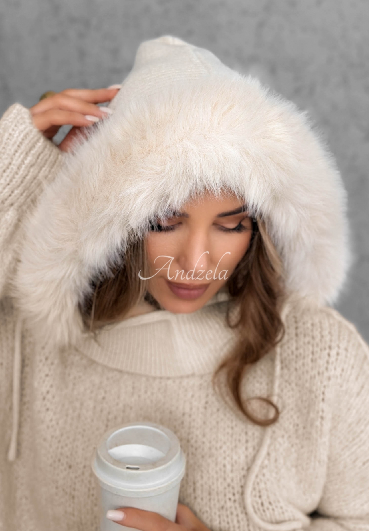 Komín balaclava s kožušinkou Winter Crush béžový