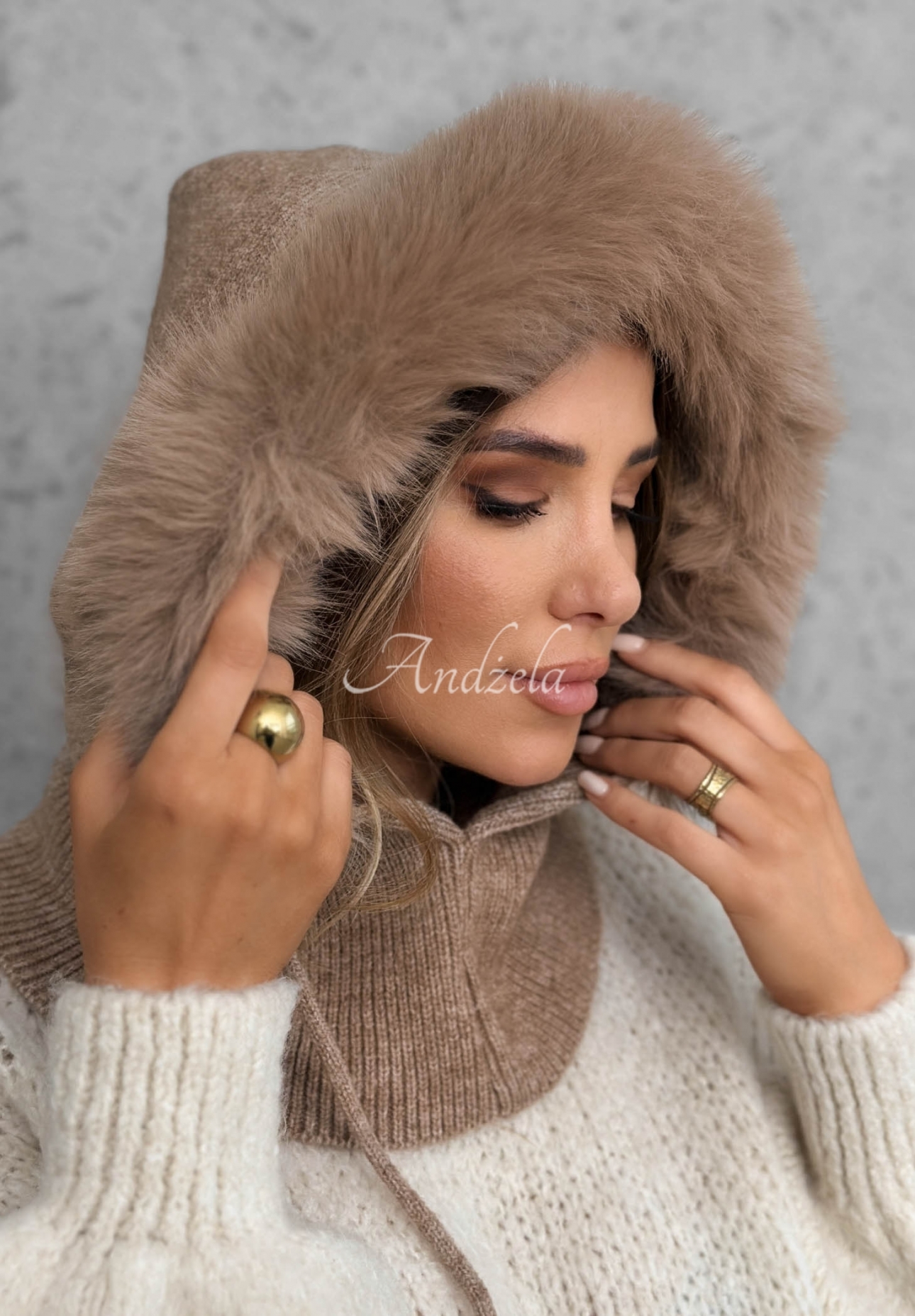 Komín balaclava s kožušinkou Winter Crush Mokka