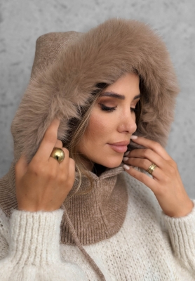 Komín balaclava s kožušinkou Winter Crush Mokka