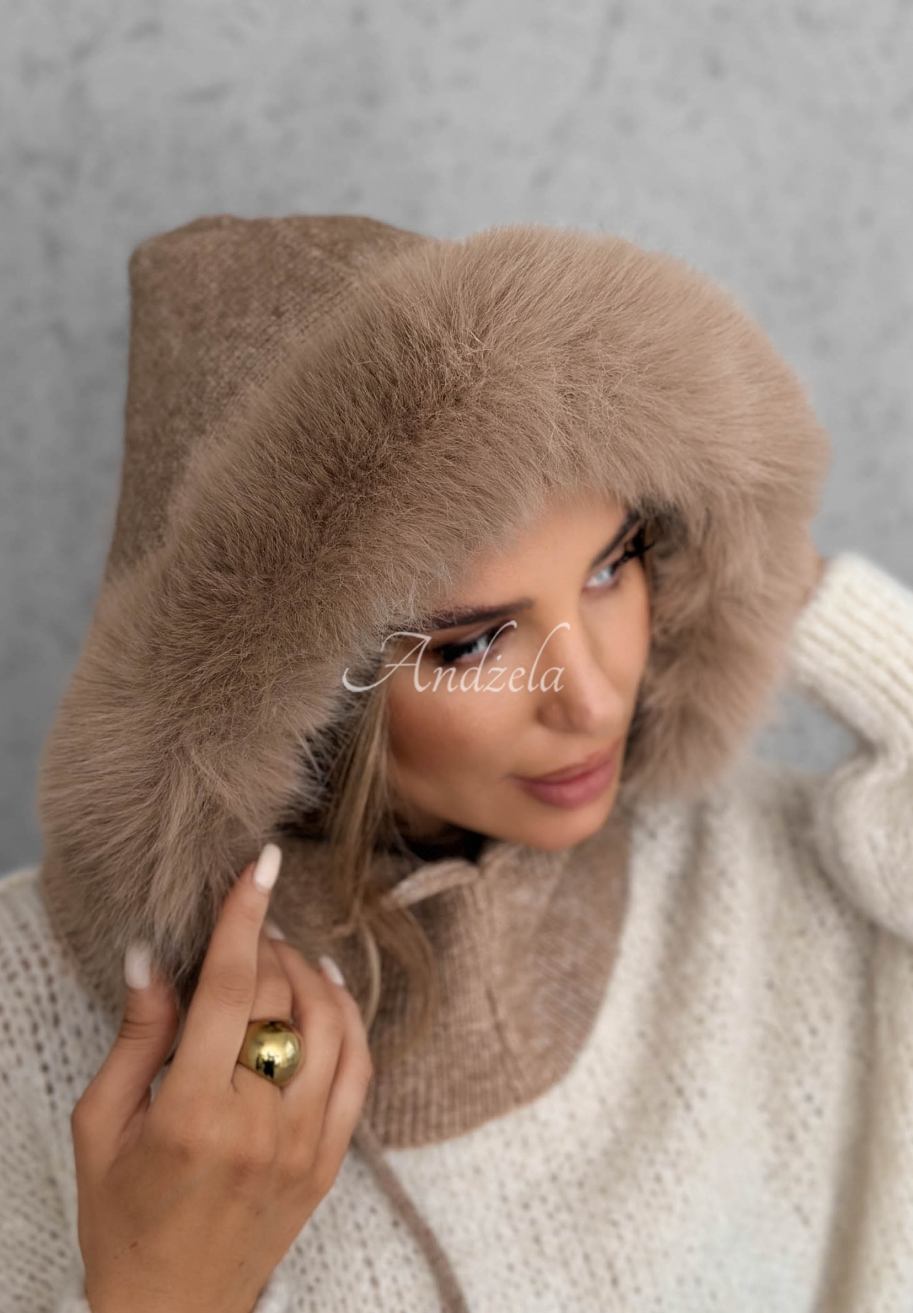 Komín balaclava s kožušinkou Winter Crush Mokka