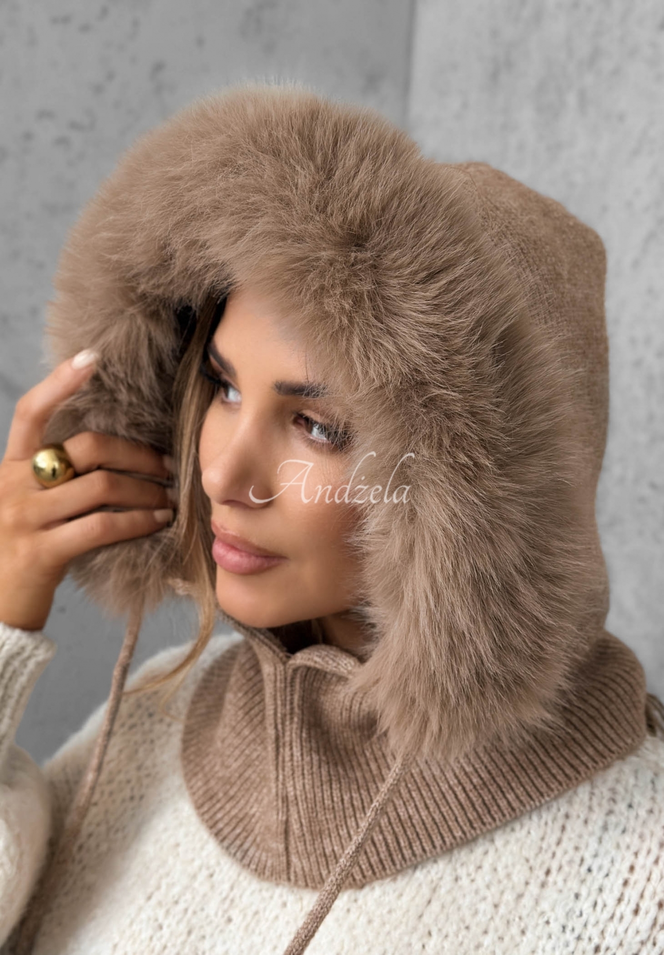 Komín balaclava s kožušinkou Winter Crush Mokka
