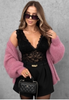 Krótki koronkowy top Evening Crush čierne