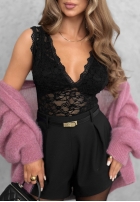 Krótki koronkowy top Evening Crush čierne