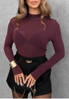 Blúzka longsleeve z golfem Soft And Warm čokoládová
