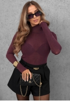 Blúzka longsleeve z golfem Soft And Warm čokoládová