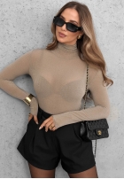 Blúzka longsleeve z golfem Soft And Warm čokoládová