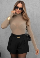 Blúzka longsleeve z golfem Soft And Warm čokoládová