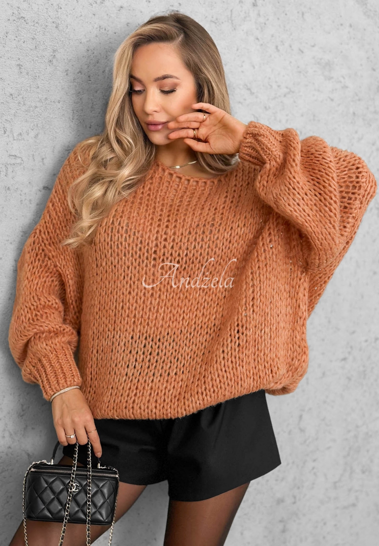 Mäkký sveter oversize s vlnou a viskózou Sugar Babe ryšavý