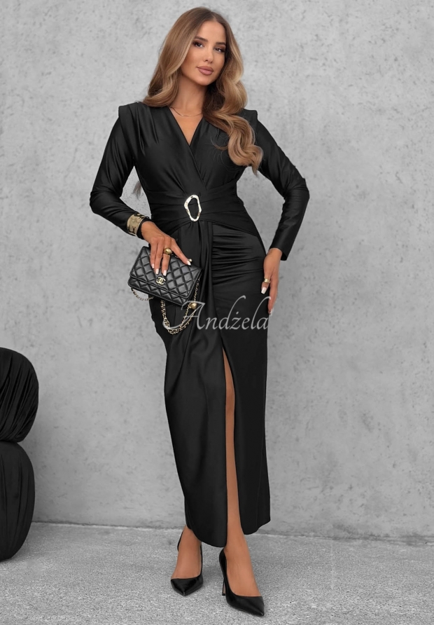 Elegantn&eacute; maxi &scaron;aty s riasen&iacute;m a visk&oacute;zou So Elegant čierna