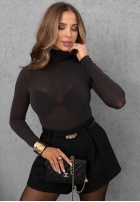 Blúzka longsleeve z golfem Soft And Warm čokoládová