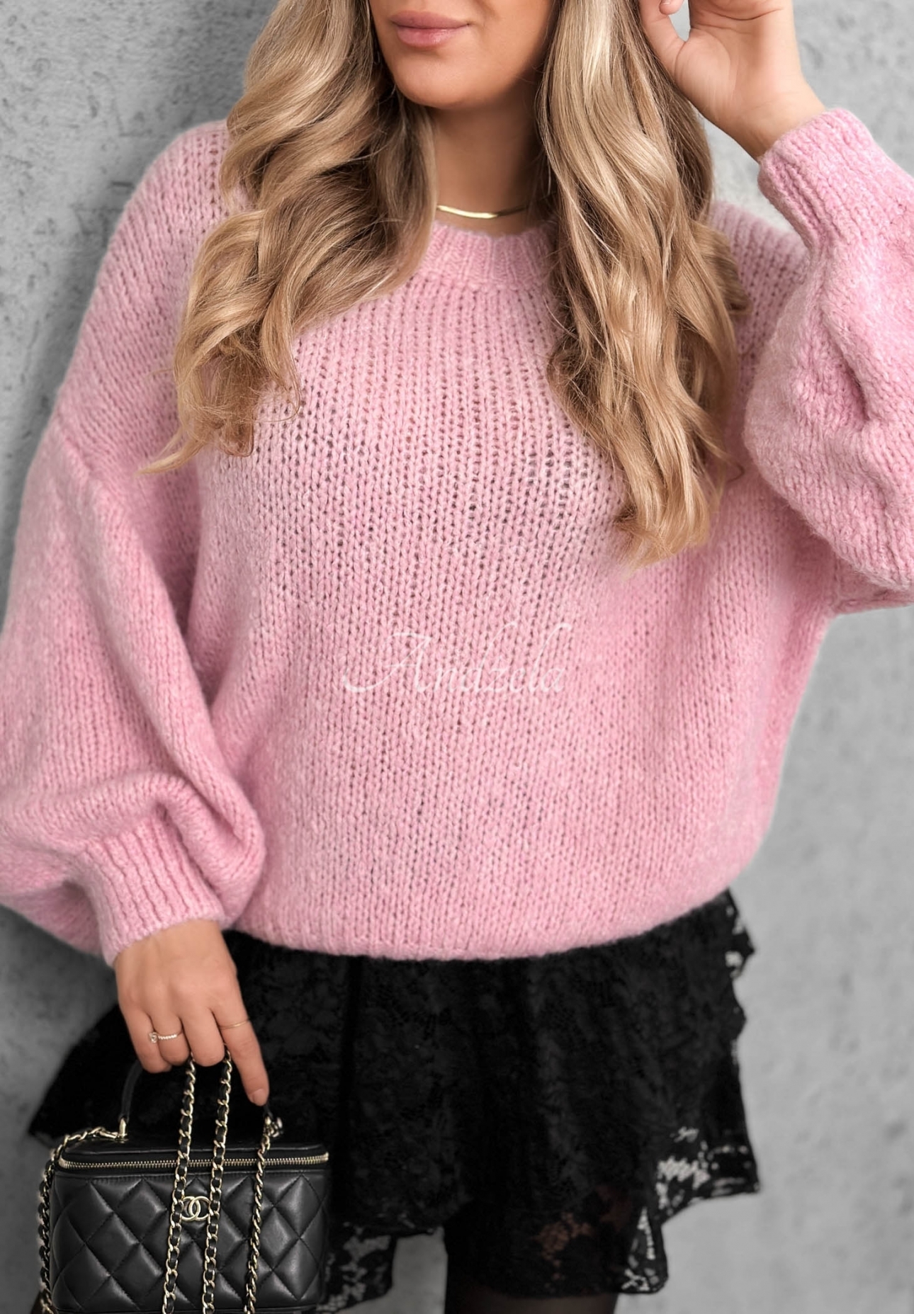Mäkký sveter oversize s vlnou a viskózou Cloud Babe púdrovo ružová