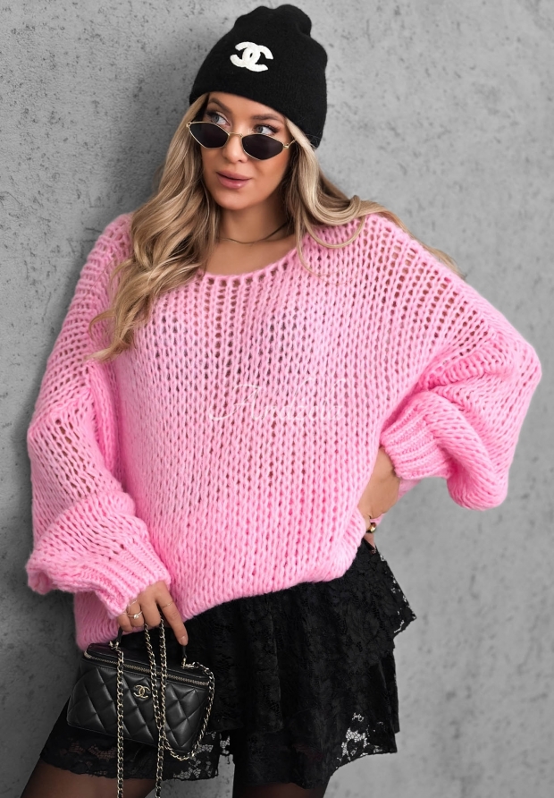 M&auml;kk&yacute; sveter oversize s vlnou a visk&oacute;zou Sugar Babe ružov&yacute;