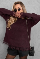 Sveter oversize z koronką Cozy Softness čokoládový