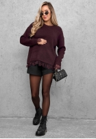 Sveter oversize z koronką Cozy Softness čokoládový