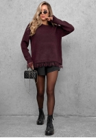 Sveter oversize z koronką Cozy Softness čokoládový