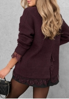 Sveter oversize z koronką Cozy Softness čokoládový