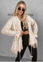 Ozdobnie pleciony kardigan z perełkami i tiulem Blush Darling čierne