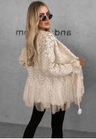 Ozdobnie pleciony kardigan z perełkami i tiulem Blush Darling čierne