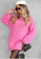 Miękki Sveter oversize z golfem Cozy Babe czekoladowo-Biela
