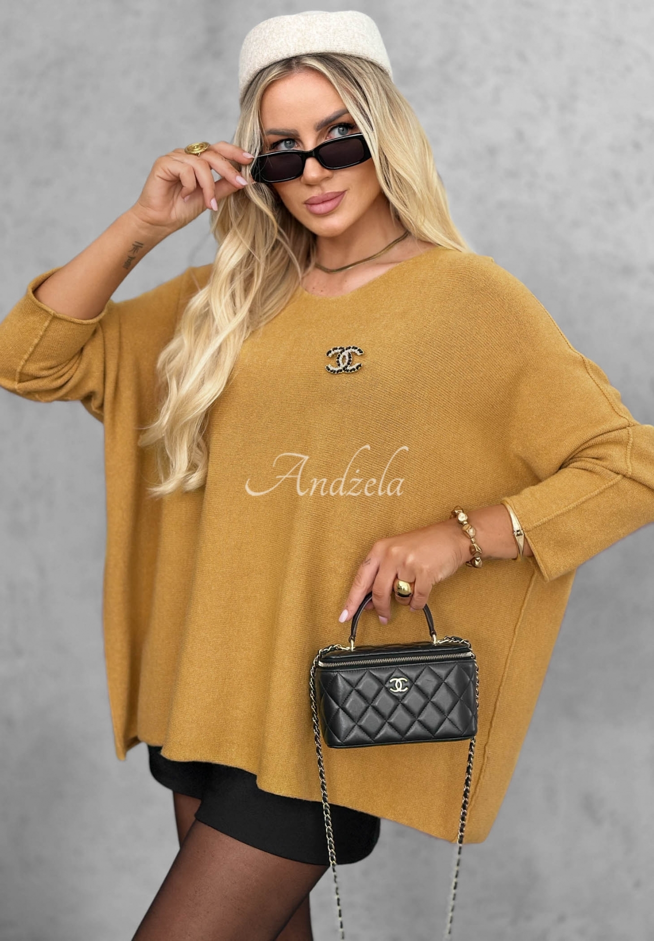 Viskózový sveter oversize Mellow Light horčicový