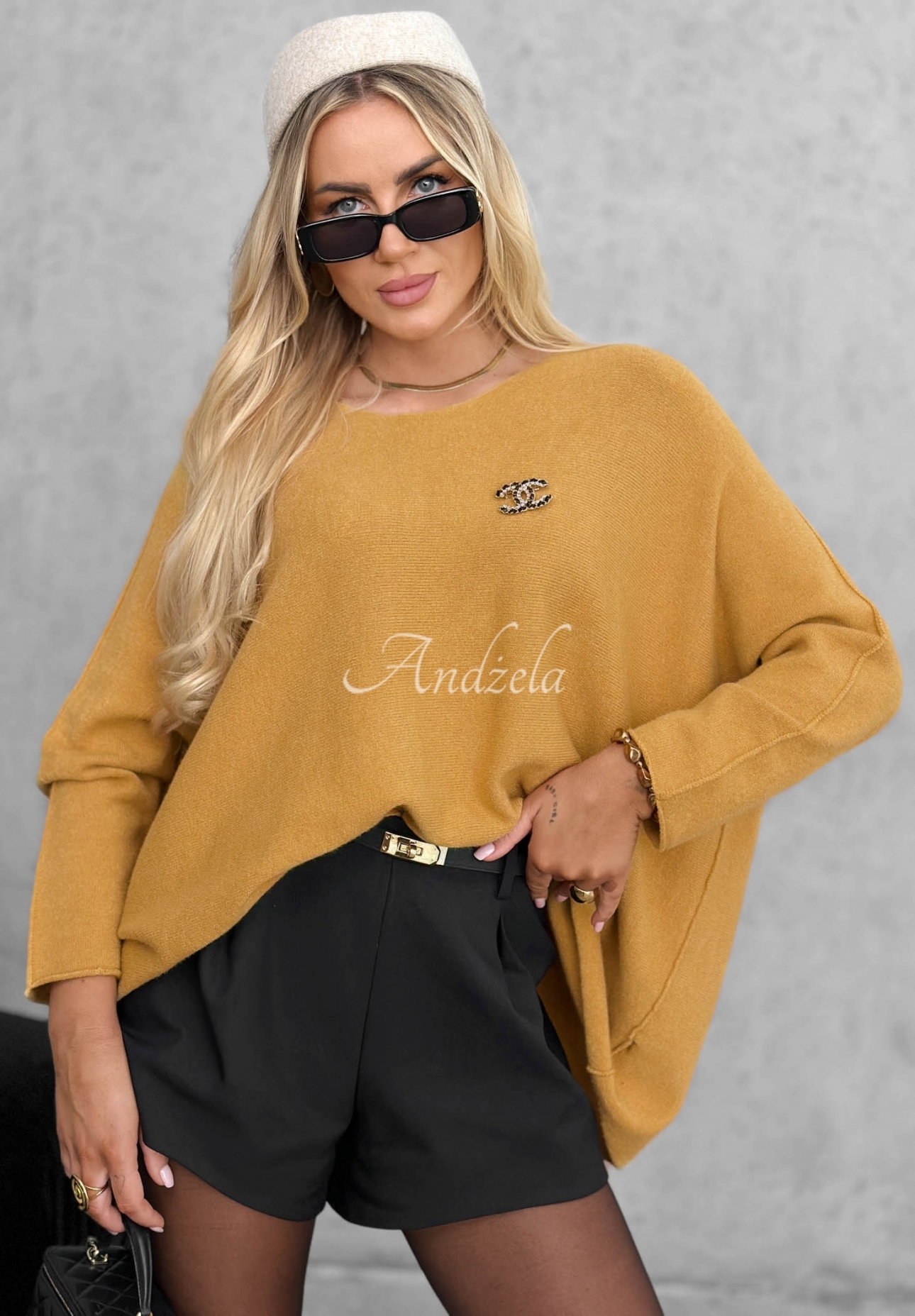 Viskózový sveter oversize Mellow Light horčicový