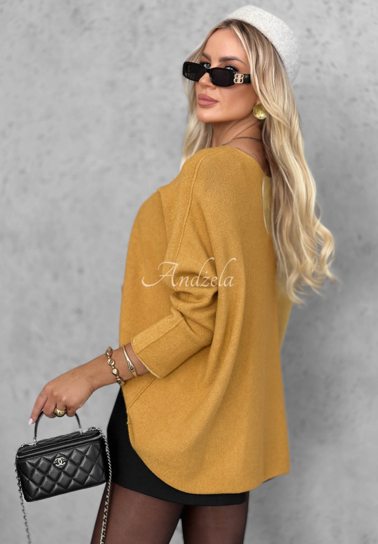 Viskózový sveter oversize Mellow Light horčicový