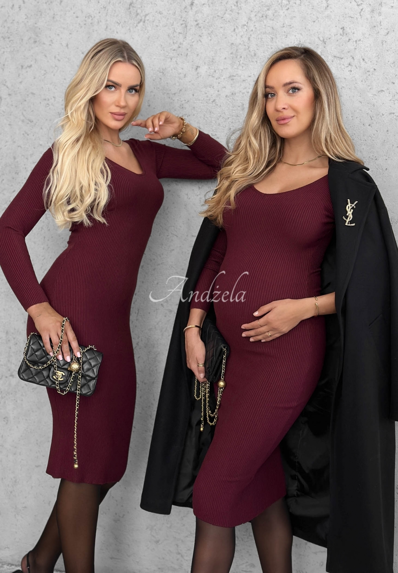 Priliehavé viskózové midi šaty longsleeve s výstrihom City Morning  čučoriedková