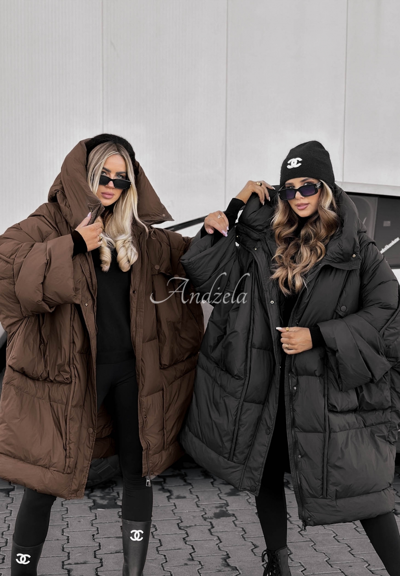 Páperová bunda oversize s kapucňou Frozen Tale čokoládová