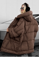 Puchowa Bunda oversize s kapucňou Frozen Tale čokoládová