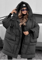Puchowa Bunda oversize s kapucňou Frozen Tale čokoládová