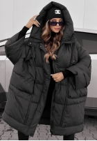 Puchowa Bunda oversize s kapucňou Frozen Tale čokoládová