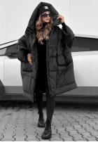 Puchowa Bunda oversize s kapucňou Frozen Tale čokoládová