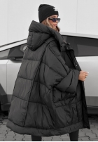 Puchowa Bunda oversize s kapucňou Frozen Tale čokoládová
