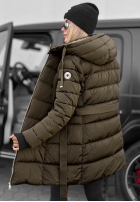 Długa Prešívaná Bunda s kapucňou i paskiem Cold Theory čokoládová
