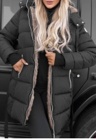 Długa Prešívaná Bunda s kapucňou i paskiem Cold Theory čokoládová