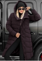 Długa Prešívaná Bunda s kapucňou i paskiem Snow Empress čučoriedková