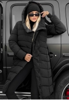 Długa Prešívaná Bunda s kapucňou i paskiem Snow Empress čučoriedková