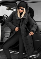Długa Prešívaná Bunda s kapucňou i paskiem Snow Empress čučoriedková