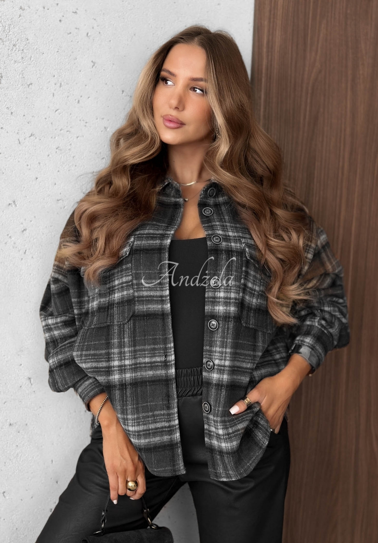 Károvaná košeľa s vlnou Maple Plaid čierna