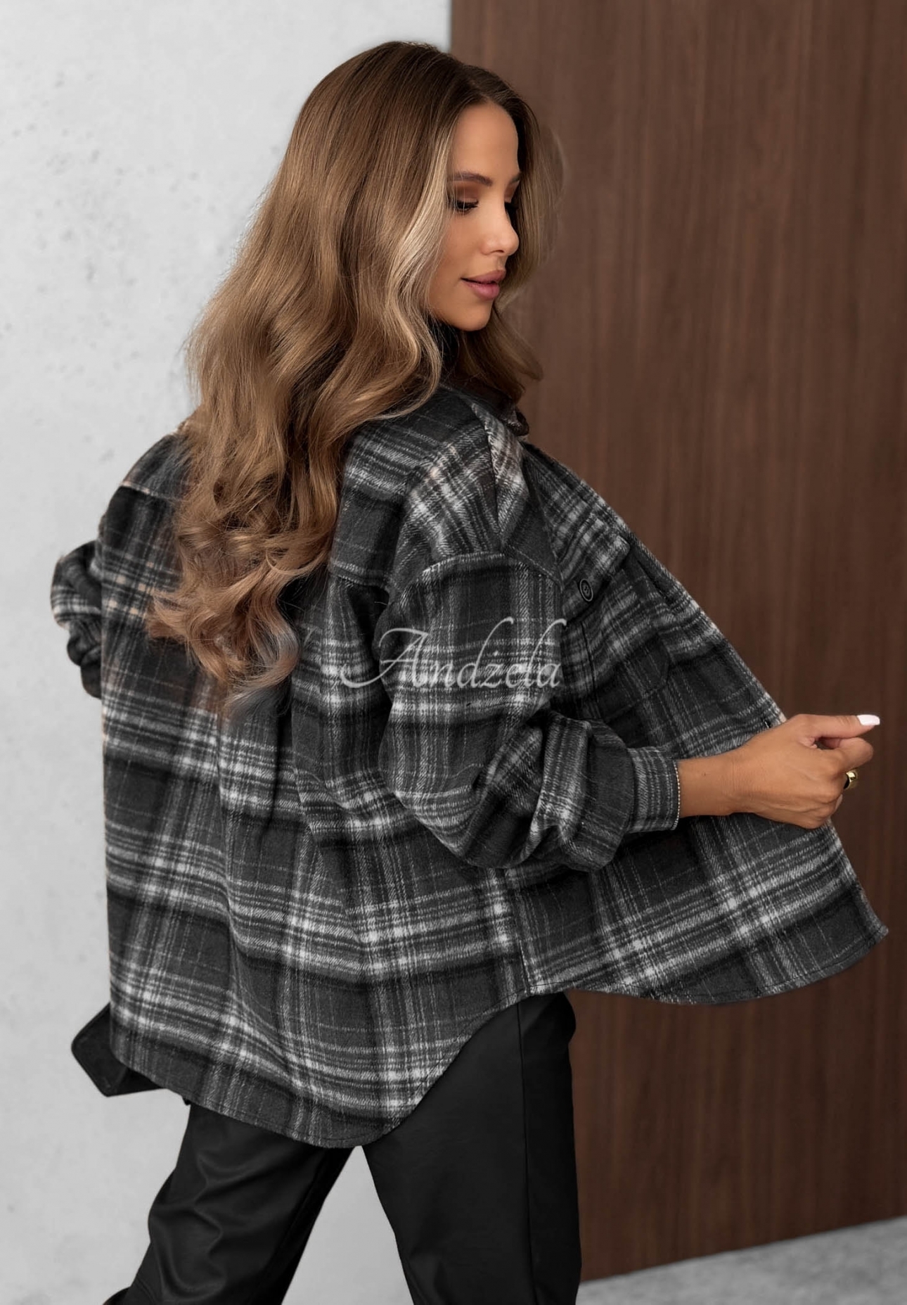 Károvaná košeľa s vlnou Maple Plaid čierna