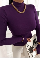 Blúzka z longsleeve z półgolfem First Of All čokoládová