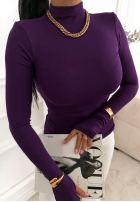 Blúzka z longsleeve z półgolfem First Of All čokoládová
