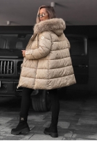 Długa Prešívaná Bunda z futerkiem Winter Sunday čierna