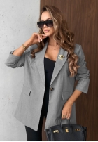 Elegancka Sako z kołnierzem Timeless Poise jasnoszara