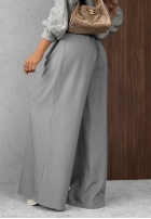 Eleganckie Nohavice wide leg z zakładkami Timeless Poise jasnoszare