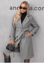 Dlhý Kabát z kołnierzem i paskiem Maple Street ťavý