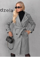 Dlhý Kabát z kołnierzem i paskiem Maple Street ťavý