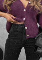 Nohavice džínosové mom fit z kryształkami Glitter Affair čierne