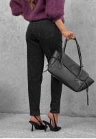 Nohavice džínosové mom fit z kryształkami Glitter Affair čierne