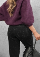 Nohavice džínosové mom fit z kryształkami Glitter Affair čierne